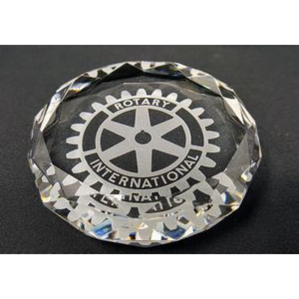 3" Round Crystal Faceted Paperweight Award 3" Round Crystal Faceted Paperweight Award