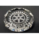  3" Round Crystal Faceted Paperweight Award