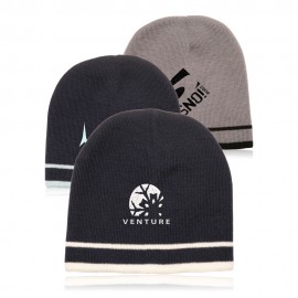 Acrylic Knit Beanie's with Double Stripe   Acrylic Knit Beanie