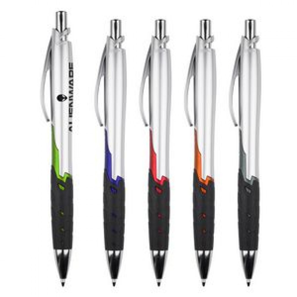 Harald Silver Pen w/ Black Gripper & Color Accents Harald Silver Pen w/ Black Gripper & Color Accents