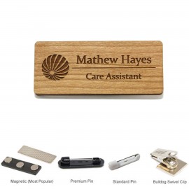 1.5 inch x 3 inch Engraved Wood Name Badge   1.5 inch x 3 inch Engraved Wood Name Badge