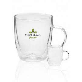  14 Oz. Crystalite Double Wall Glass Coffee Mugs