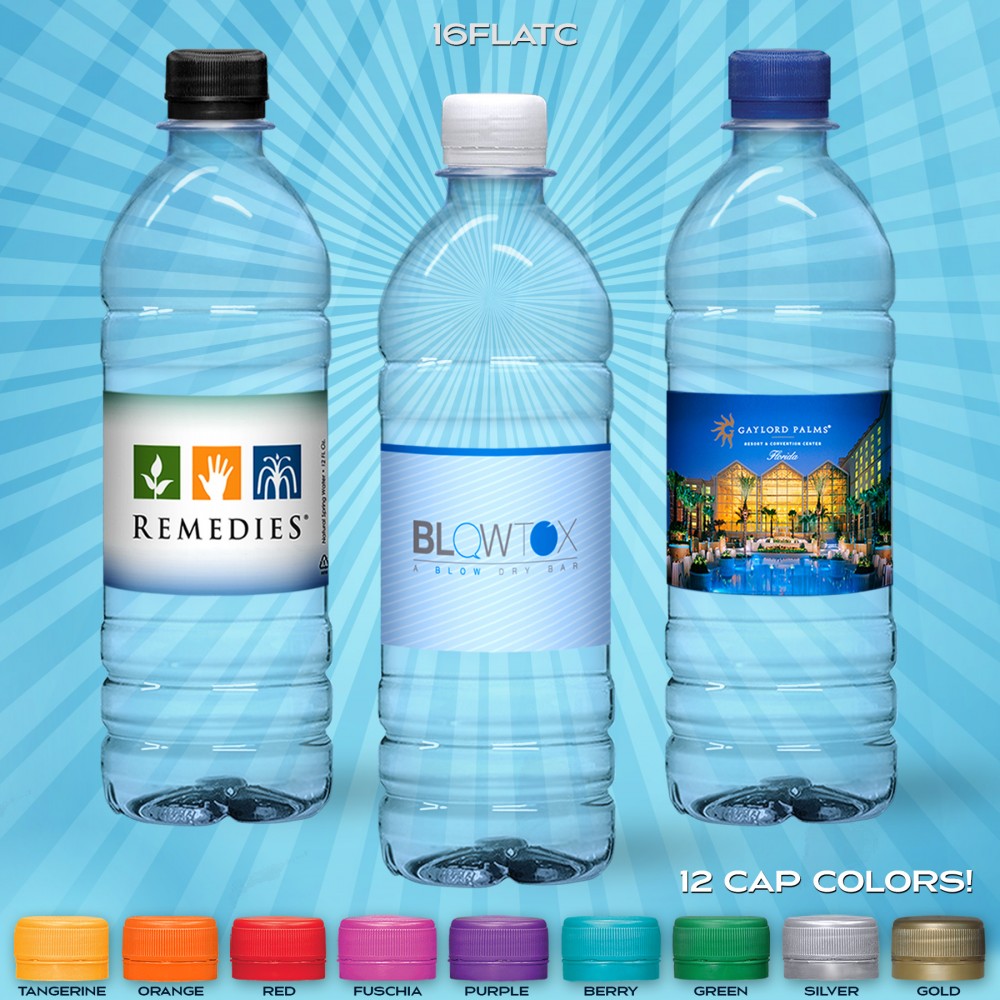  16.9 oz. Custom Label Water w/ Flat Cap - Clear Bottle