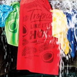 Promotional Velour Beach Towel (White Towel, Embroidered)   Promotional Velour Beach Towel (White Towel, Embroidered)