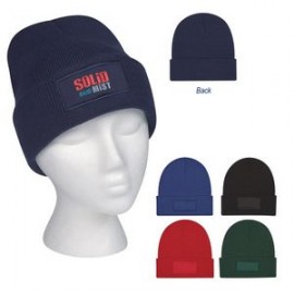 Patch Knit Beanie With Cuff   Patch Knit Beanie With Cuff