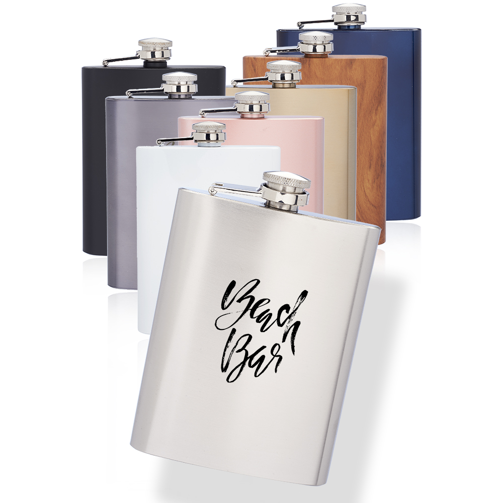 8 Oz. Verano Stainless Steel Hip Flasks 8 Oz. Verano Stainless Steel Hip Flasks
