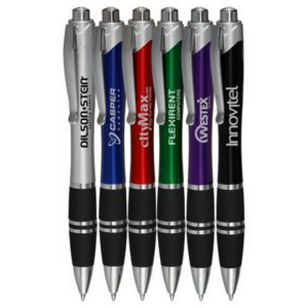 Silver Accent Grip Plastic Pens Silver Accent Grip Plastic Pens