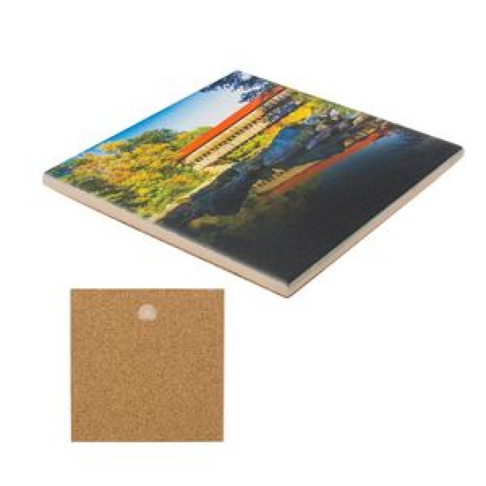 4-1/4" Sq. Ceramic Coaster with Matte Finish 4-1/4" Sq. Ceramic Coaster with Matte Finish