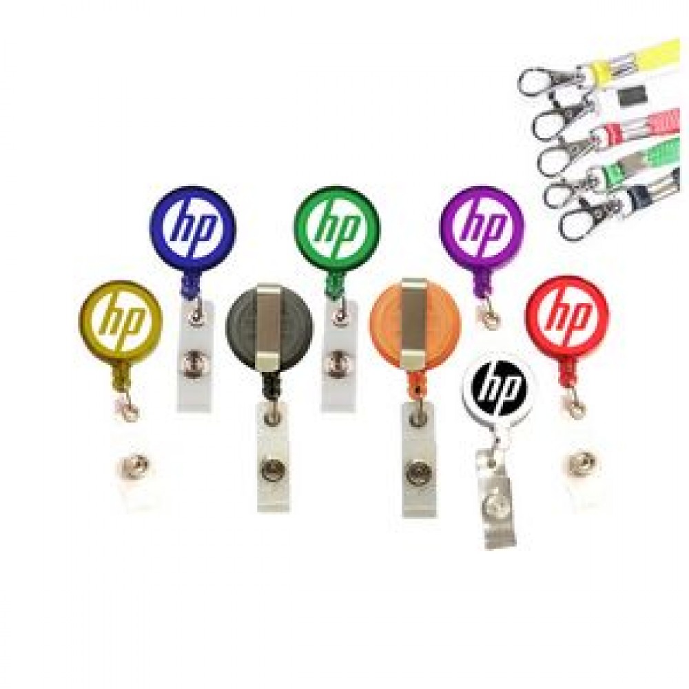 2-in-1 Round Retractable Badge Holder with Lanyard (1 1/4" Reel) 2-in-1 Round Retractable Badge Holder with Lanyard (1 1/4" Reel)