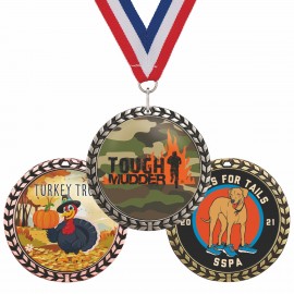 Medal w/Wreath Border - Full Color Imprint - 6 Day Production   Medal w/Wreath Border - Full Color Imprint - 6 Day Production
