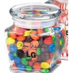 Hard Candy In 10 Oz. Footed Square Glass Jar W/ Glass Lid