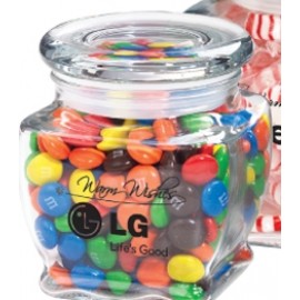 Hard Candy In 10 Oz. Footed Square Glass Jar W/ Glass Lid