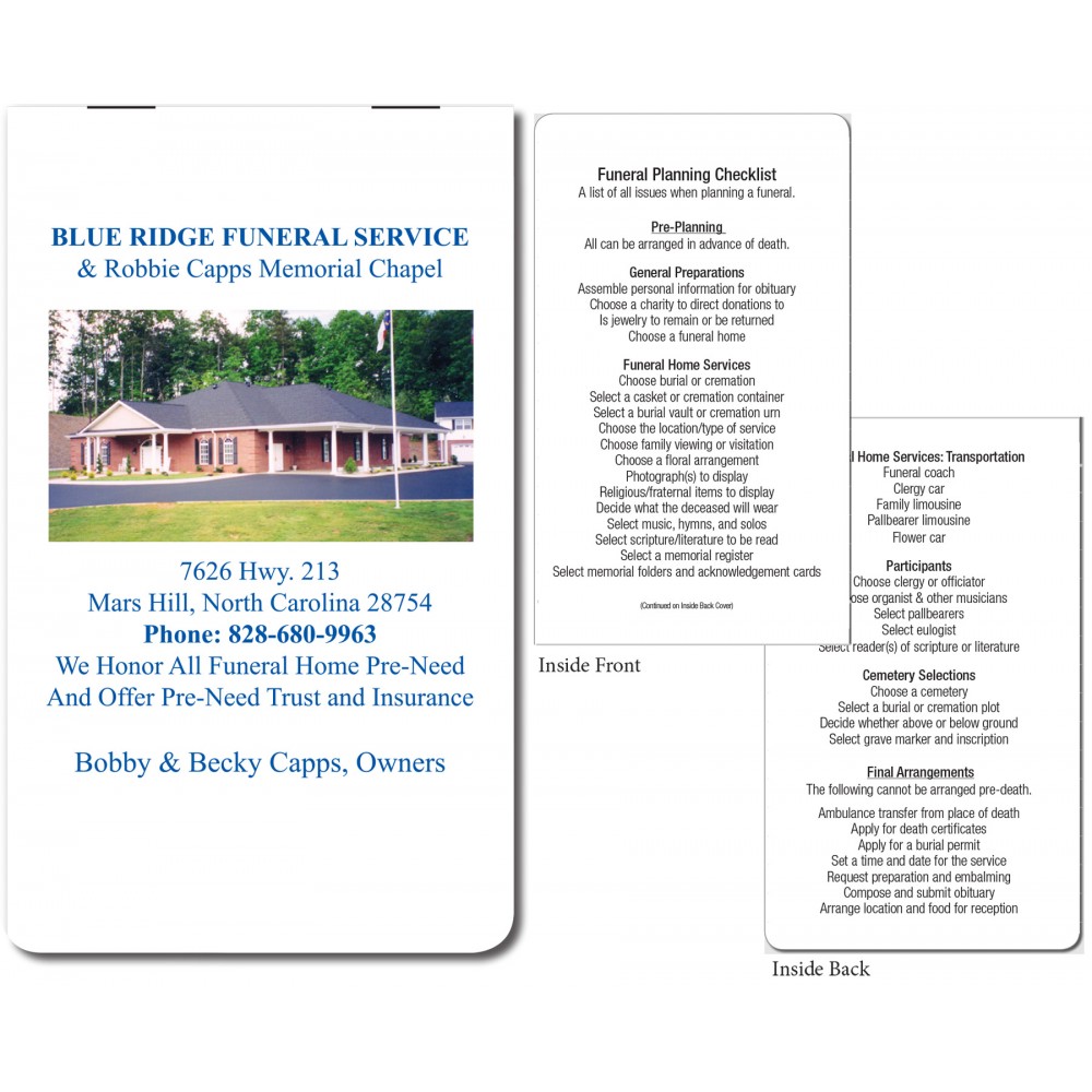 Promotional Stapled Memo Book - Funeral Home Version