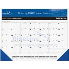 Black Calendar Desk Pad w/Two Color Imprint & 13 Sheets (21" x 17") with Logo  Black Calendar Desk Pad w/Two Color Imprint & 13 Sheets (21" x 17") with Logo