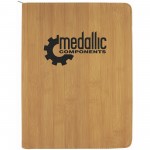 9 1/2" x 12" Bamboo with Zipper Laser engraved Leatherette Portfolio with Notepad Custom Imprinted