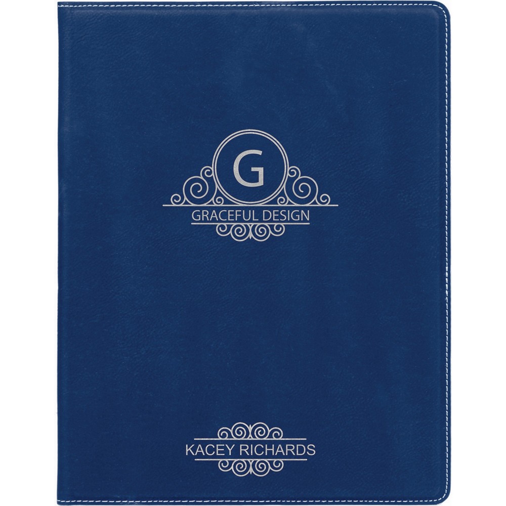 7" x 9" Blue/Silver Laser engraved Leatherette Small Portfolio with Notepad Logo Printed 7" x 9" Blue/Silver Laser engraved Leatherette Small Portfolio with Notepad Logo Printed