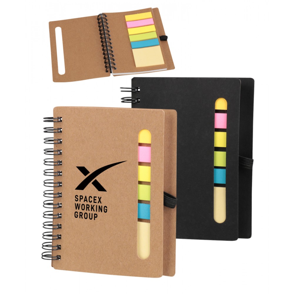 Union Printed - 3x5 - Craft Spiral Sticky Notes Jotter - Notebook with Pen Loop with Logo
