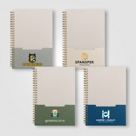 Lino FSC Paper Spiral Binding Vertical Pocket Notebook - A5 - Full-Color Inkjet with Logo