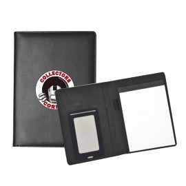 Logo Branded A5 Leatherette Padfolio with Smartphone Sleeve  Logo Branded A5 Leatherette Padfolio with Smartphone Sleeve