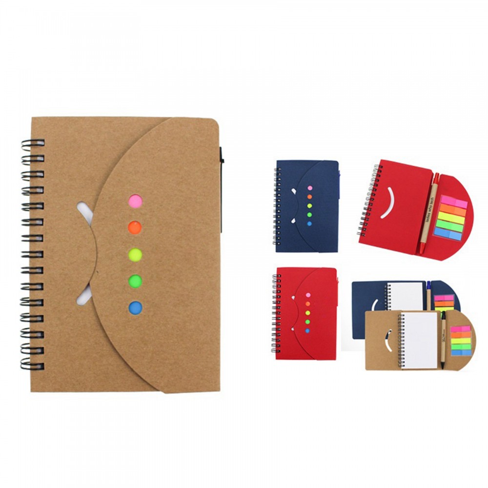 Kraft Paper Cover Notebook with Pen Sticker with Logo