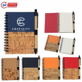 Wood Grain Spiral Notepad & Pen Set with Logo  Wood Grain Spiral Notepad & Pen Set with Logo