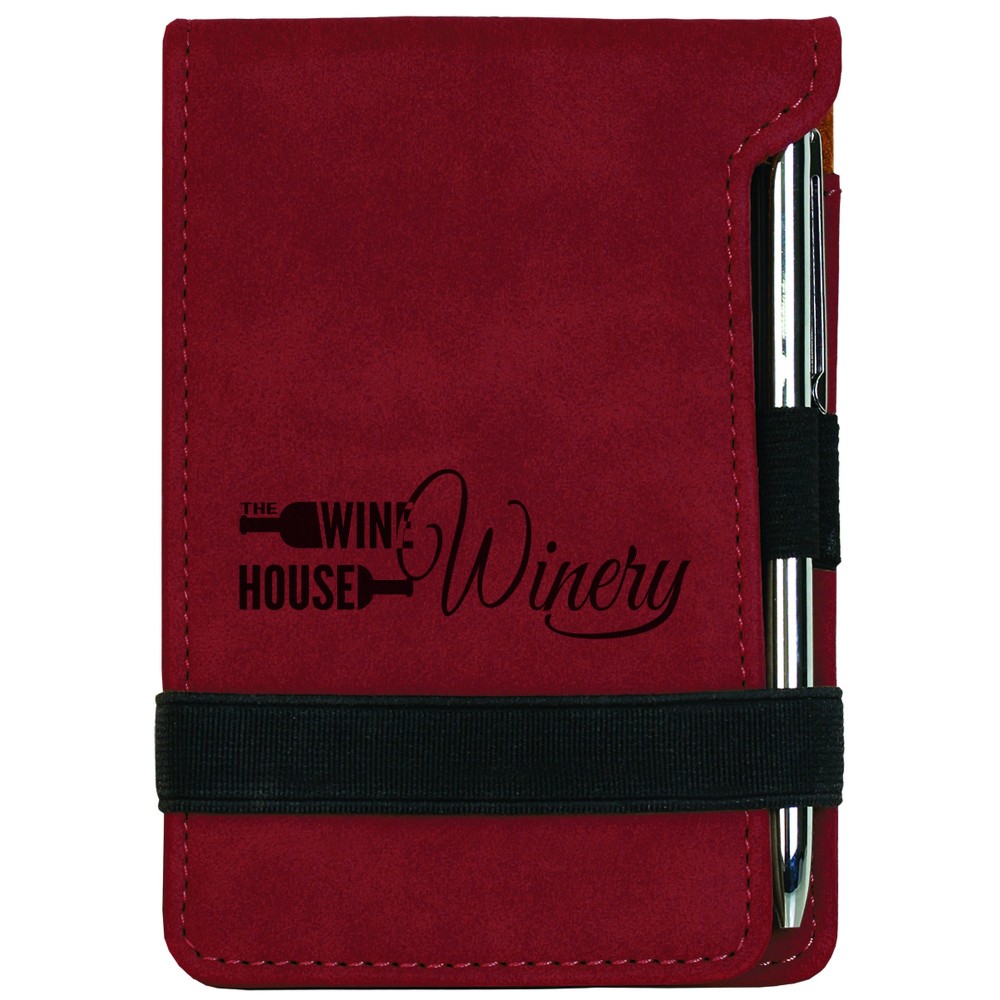Logo Printed 3.25x4.75 Rose Leatherette Pad/Pen Logo Printed 3.25x4.75 Rose Leatherette Pad/Pen