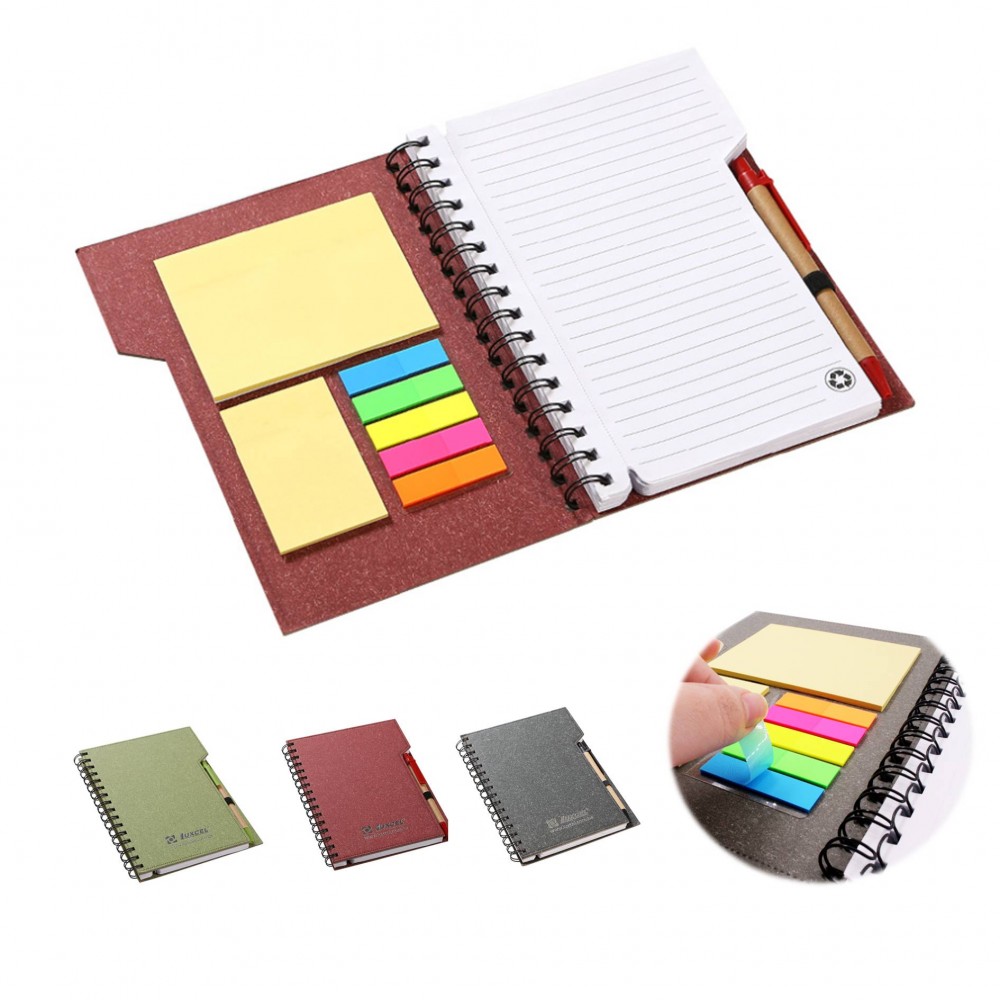 Sticky Notes Coil Notebook With Pen with Logo