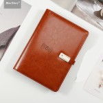 Logo Branded PU Notebook with Wireless Charger & 8000 mAh Power Bank