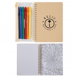 Customized 5" x 7" FSC Mix Doodle Notebook with Markers?