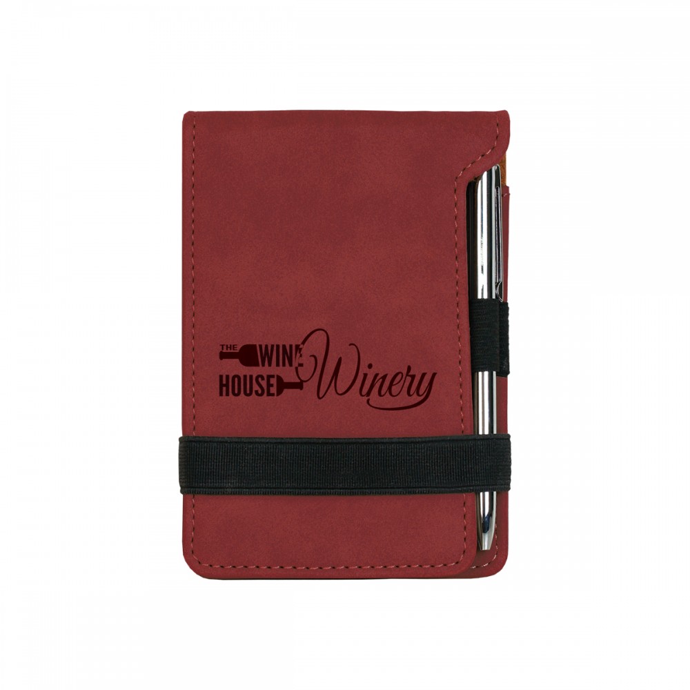 Rose Leatherette Mini Notepad with Pen Logo Printed Rose Leatherette Mini Notepad with Pen Logo Printed