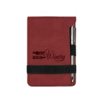 Rose Leatherette Mini Notepad with Pen Logo Printed