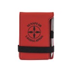 Customized Red Leatherette Mini Notepad with Pen