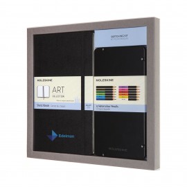 Moleskine Coloring Kit - Sketchbook and Watercolor Pencils - Black with Logo