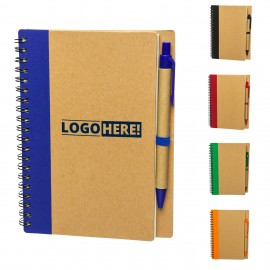 Eco-Inspired Spiral Notebook And Pen Set with Logo