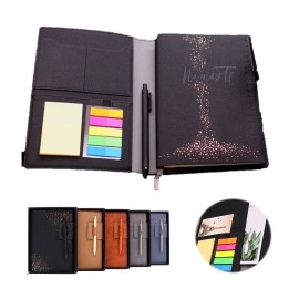 PU Leather Sticky Notes Notebook With File Holder with Logo