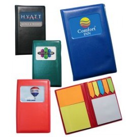 Logo Branded Leatherette Notebook w/Sticky Notes & Flags - Full Color