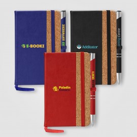 Miller Cork Notebook & Tres-Chic Pen Gift Set - Full-Color Inkjet with Logo