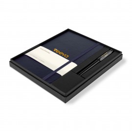 Customized Moleskine Large Notebook and Kaweco Pen Gift Set - Navy Blue
