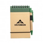 Recycled Flip-up Notepad/Pen - Green with Logo