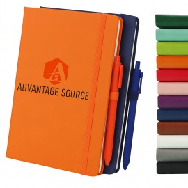 PU Business Office Notebook W/Elastic Band And Pen with Logo
