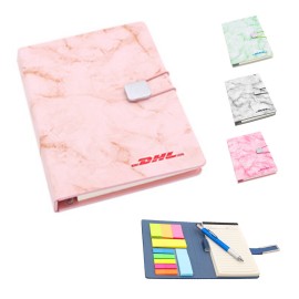 Logo Branded PU Marble Cover Memo Pad With Pen