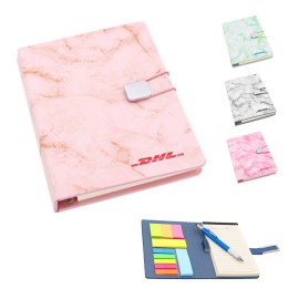 Logo Branded PU Marble Cover Memo Pad With Pen  Logo Branded PU Marble Cover Memo Pad With Pen