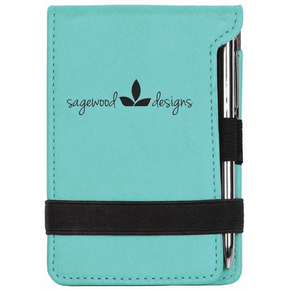 Branded 3.25 X 4 .75 Teal Leatherette Pad/Pen Branded 3.25 X 4 .75 Teal Leatherette Pad/Pen
