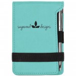 Branded 3.25 X 4 .75 Teal Leatherette Pad/Pen