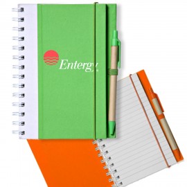 Recyclable Spiral Notebook w/ Pen Two-Tone ECO Notebooks with Logo