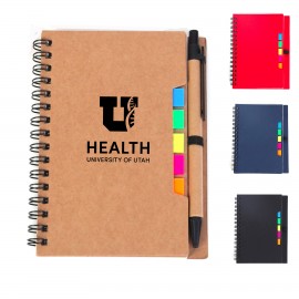 Spiral Notebook with Pen & Sticky Flags with Logo
