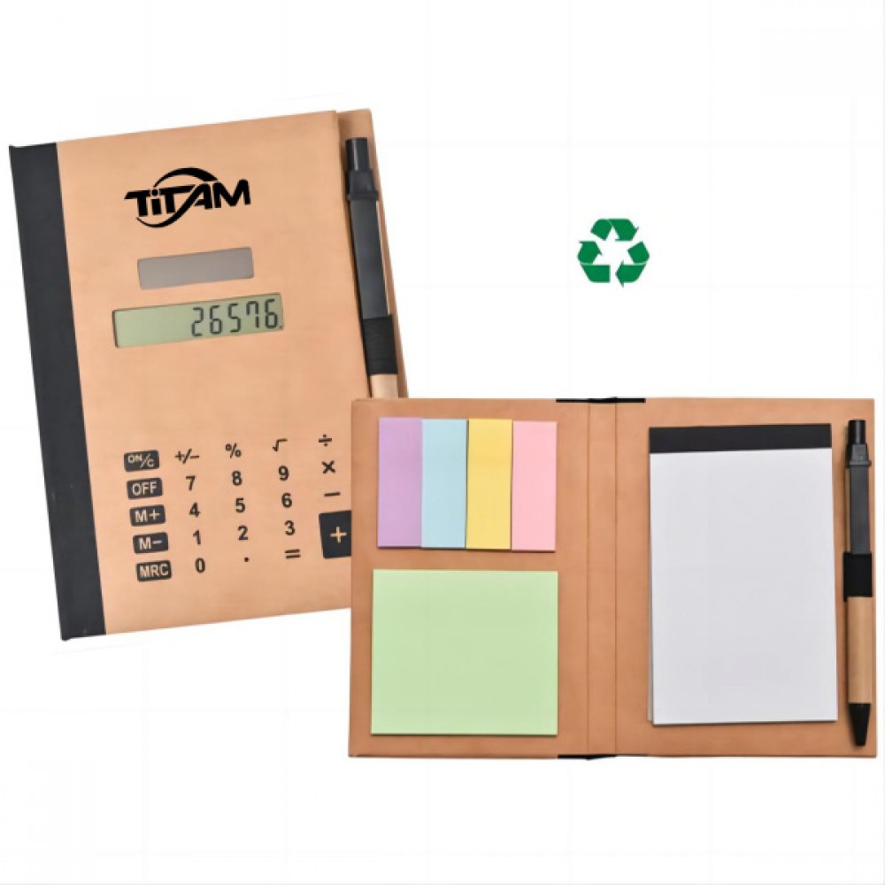 Promotional Recycle Write Notebook & Pen with Calculator