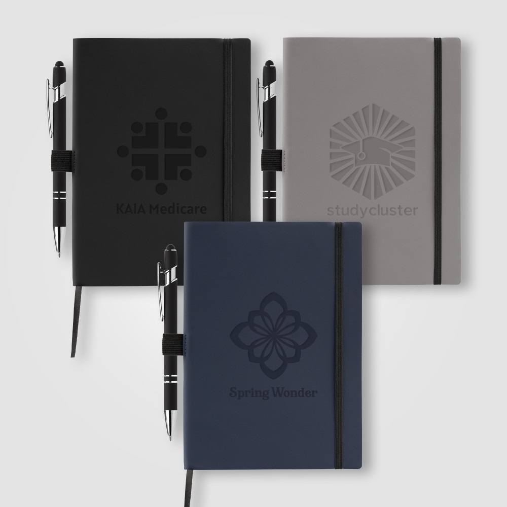 Personalized Hemingway Recycled Soft Cover Journal & Pen Set - A5 5.5" x 8.3" - Debossed