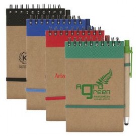 Logo Printed Colorful Recycled Jotter w/ Stylus Pen