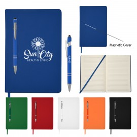 Custom Imprinted Magnetism Journal & Incline Stylus Pen